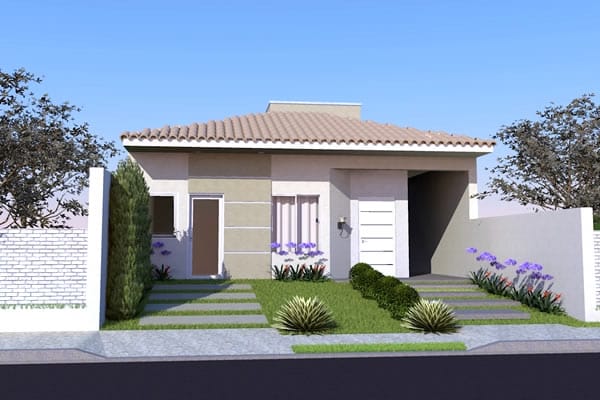 Modelo de casa simples com jardim