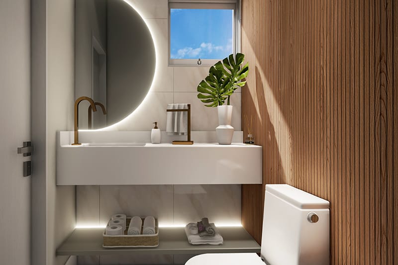 Planta de sobrado com suíte e varanda