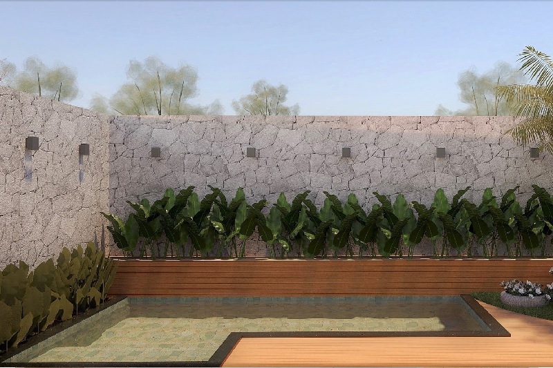Projeto térreo com pedra na fachada
