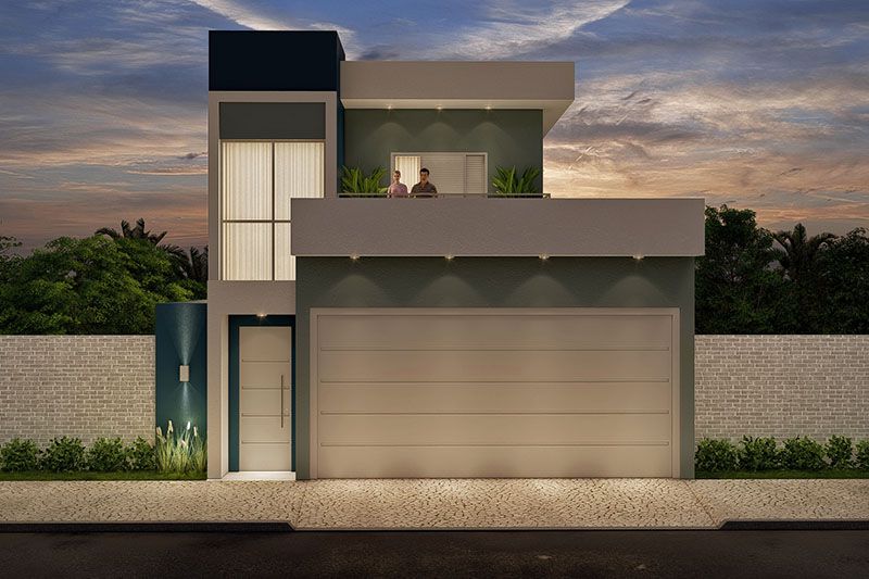 Projeto com fachada azul 