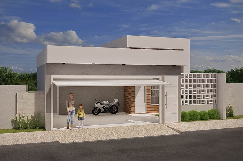 Projeto moderno com muro em cobogó