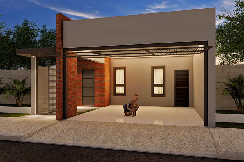 Casa pequena com tijolinho à vista