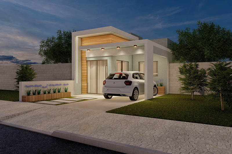 Planta de casa térrea com 50m²