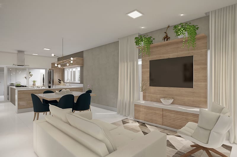 Planta de casa com telhado aparente